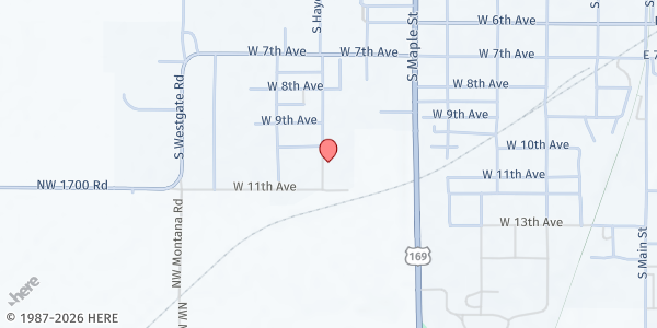 Map showing ECKAN Anderson County Community Center Food Pantry at 1006 S. Hayes St., Garnett, KS