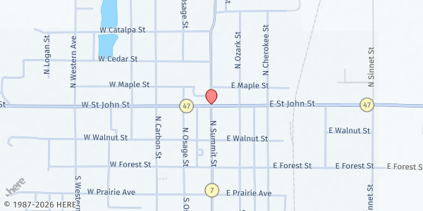 Map showing Girard Public Library at , Girard, KS