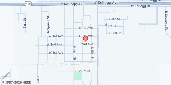 Map showing The Goddard Church Food Pantry at 300 N Cedar, Goddard, KS