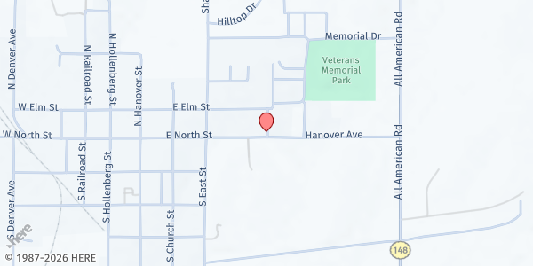 Map showing Kloppenberg Senior Center at 512 East North Street, Hanover, KS
