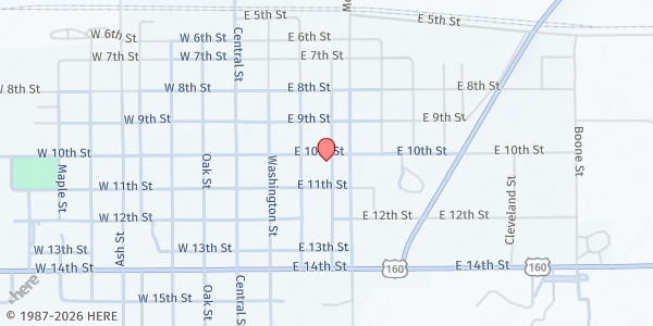 Map showing Harvest Bible Fellowship at 321 E 10th St, Harper, KS