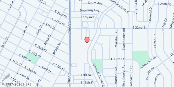 Map showing Hays Chapel Pantry at 2005 General Custer Rd., Hays, KS