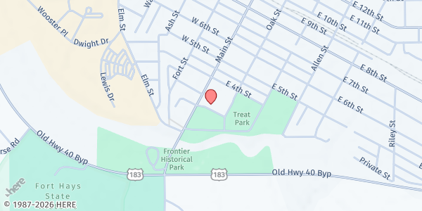 Map showing Unite Ministries at 200 E. 8th St., Hays, KS