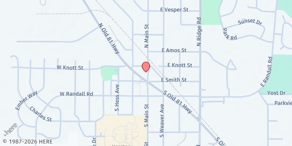 Map showing Hesston Resource Center - Food Distribution Center at 123 N Main St, Hesston, KS
