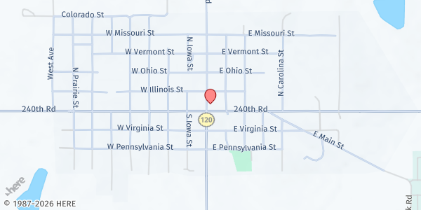 Map showing Highland Christian Church at Highland Christian Church/Highland College Food Pantry, Highland, KS