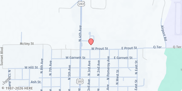 Map showing Dawson Place at 200-298 W Prout St, Hill City, KS