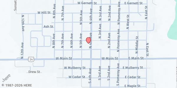 Map showing Graham County Food Pantry at 217 N. 4th Ave., Hill City, KS