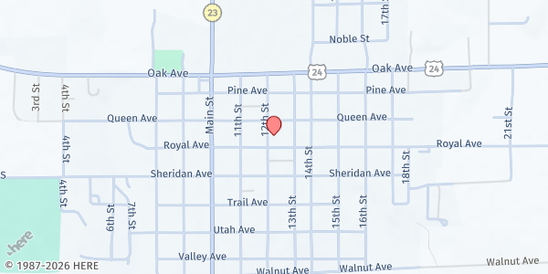 Map showing HAMA Food Pantry at 900 12th St., Hoxie, KS
