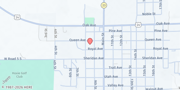 Map showing Sheridan County Courthouse at 925 9th Street, Hoxie, KS