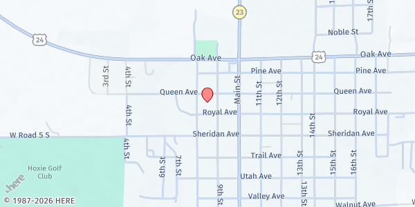 Map showing Sheridan County-Hoxie Courthouse at 925 9th Street, Hoxie, KS