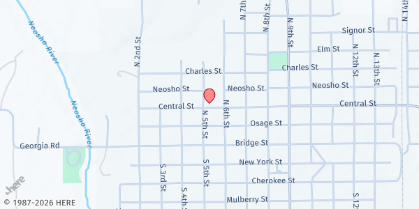 Map showing St Joseph's Catholic Church & Rectory at 514 Central St, Humboldt, KS