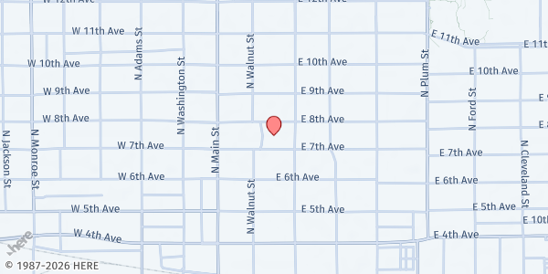 Map showing Food Bank Of Reno County Inc. at 700 N. Walnut, Hutchinson, KS