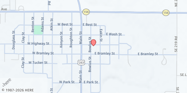 Map showing Jetmore United Methodist Church at 205 E Hwy St, Jetmore, KS