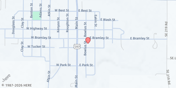 Map showing St. Paul Lutheran Church at 614 Bowlus St, Jetmore, KS