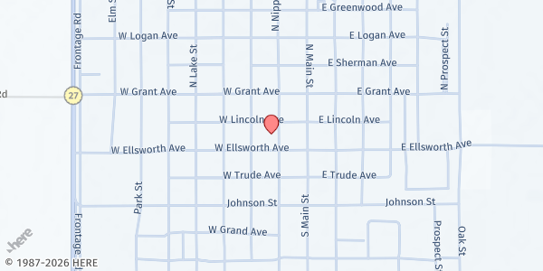 Map showing United Methodist Church at 202 South Nipp Street, Johnson City, KS