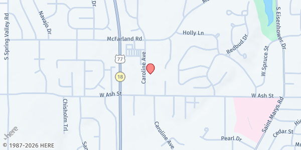 Map showing Cloud Cares Food Pantry - Junction City at 631 Caroline Ave., Bldg A, Junction City, KS