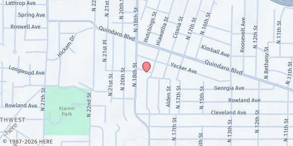Map showing Bible Temple at 2804 Hiawatha St., Kansas City, KS
