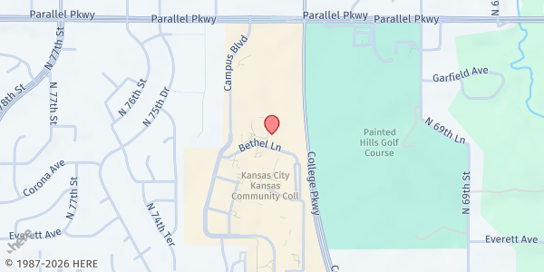 Map showing Blue's Kitchen Cabinet Food Pantry at 7250 State Ave., Kansas City, KS