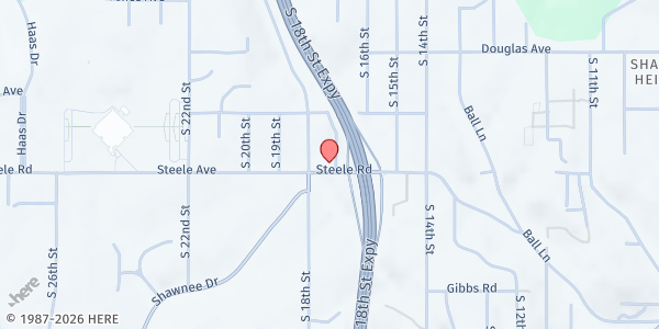 Map showing Catholic Charities Food Pantry at 1708 Steele Road, Kansas City, KS