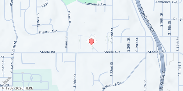 Map showing Catholic Charities of Northeast Kansas - Food Pickup Location at 2400 Steele Road, Kansas City, KS