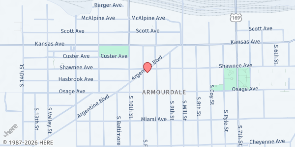Map showing Central United Methodist Church - 933 Argentine Blvd at 933 Argentine Boulevard, Kansas City, KS