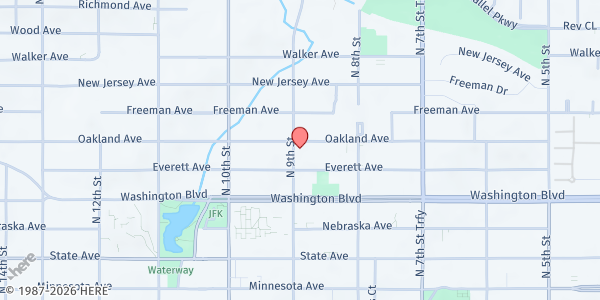 Map showing Forest Grove Baptist Church at 1417 N. 9th Street, Kansas City, KS