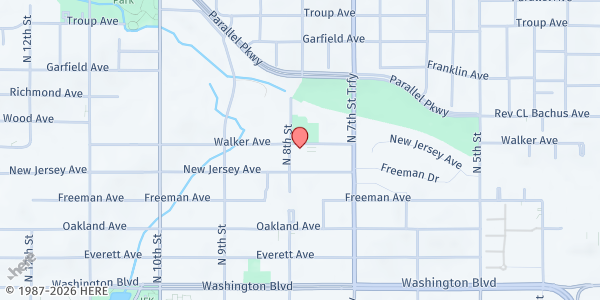 Map showing New Bethel Community Service at 745 Walker Ave, Kansas City, KS