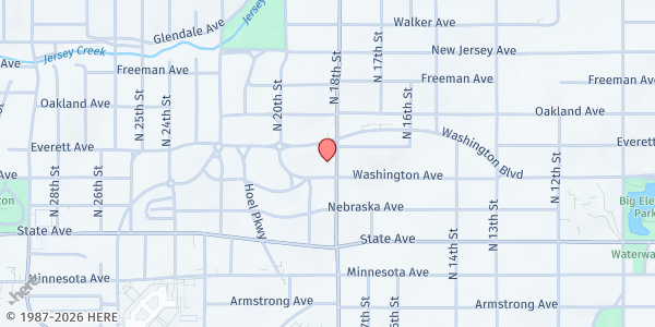 Map showing Saint Paul's Episcopal Church at 1300 N. 18th St., Kansas City, KS