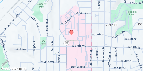 Map showing Thrive Food Pantry at 3901 Rainbow Blvd., Kansas City, KS
