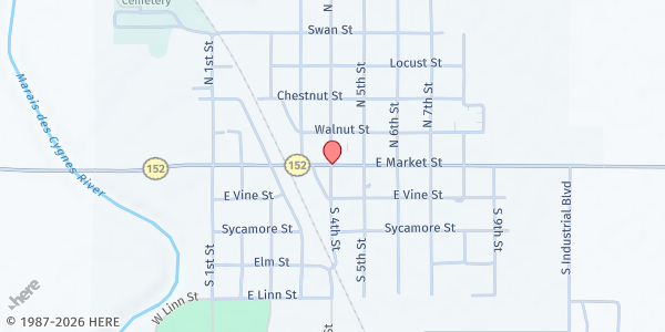 Map showing La Cygne Community Food Pantry / UMC at , La Cygne, KS