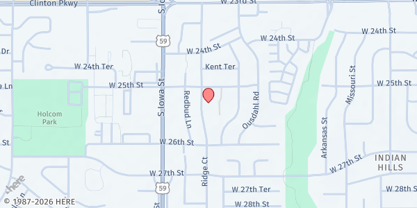 Map showing ECKAN Food Pantry at 2518 Ridge Ct., Lawrence, KS