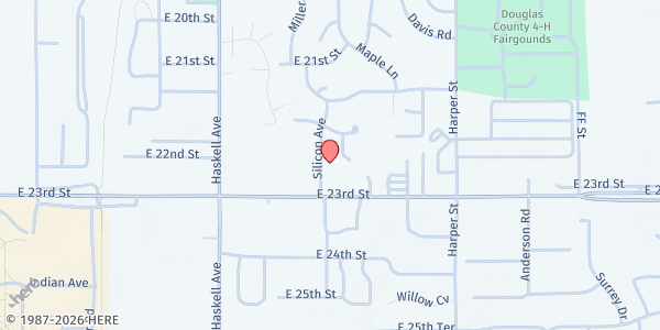 Map showing Salvation Army-Lawrence at 1202 E. 23rd Street, Lawrence, KS
