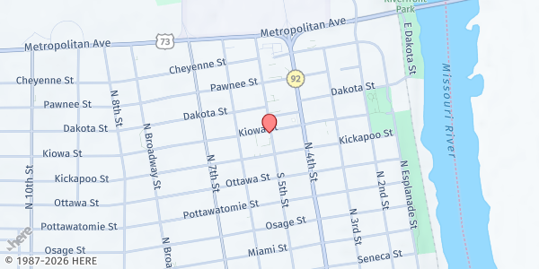 Map showing Catholic Charities - Leavenworth at 715 North 5th Street, Leavenworth, KS