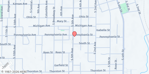 Map showing Pentecostal Church at 1701 5th Avenue, Leavenworth, KS