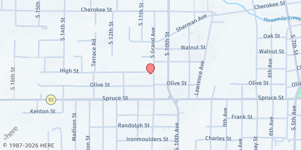 Map showing The Leavenworth Mission at 616 Grand Ave., Leavenworth, KS