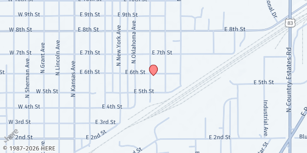 Map showing Community Baptist Food Cupboard at 521 N. Nebraska Ave., Liberal, KS