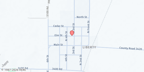 Map showing Liberty United Methodist Church at 203 N 5th, Liberty, KS
