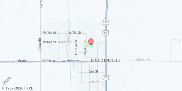 Map showing Lincolnville Community Center at Lincolnville Community Center, Lincolnville, KS