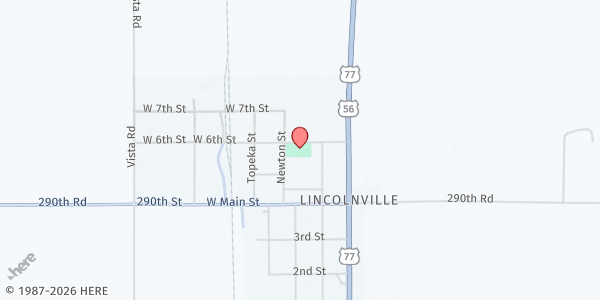 Map showing Lincolnville Community Center - Food Distribution Center at Lincolnville Community Center, Lincolnville, KS