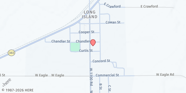 Map showing PCMA – Long Island Methodist Church at 524 W. Washington Ave., Long Island, KS