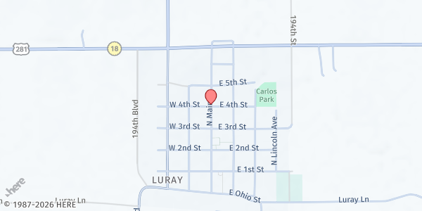 Map showing Luray Food Pantry at , Luray, KS