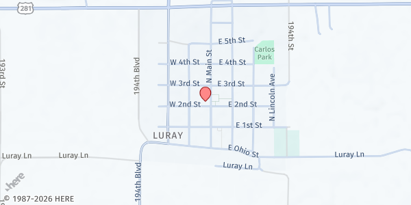 Map showing Luray Senior Center at 101 N Main, Luray, KS