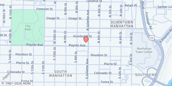 Map showing First Congregational United Church of Christ - Blessing Box at 700 Poyntz Ave, Manhattan, KS