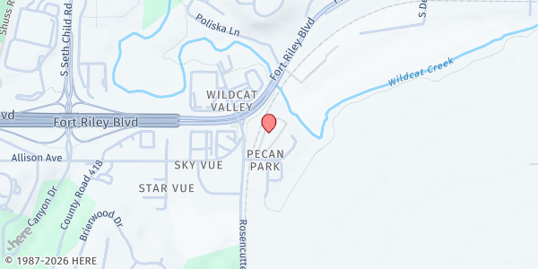 Map showing Temple of Peace COGIC at 613 Pecan Circle, Manhattan, KS