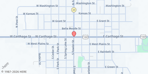 Map showing Meade Council on Aging - Meade County at , Meade, KS