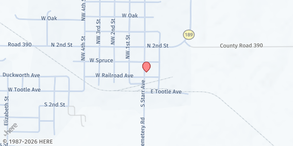 Map showing City of Miltonvale at 107 North Starr Avenue, Miltonvale, KS