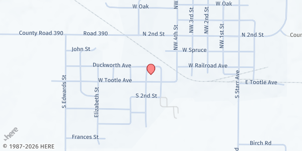 Map showing Miltonvale Wesleyan Church at 520 W Tootle Ave, Miltonvale, KS