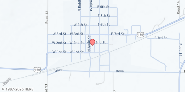 Map showing Elk County Council on Aging - Longton Senior Center at 124 North Main Street, Moline, KS