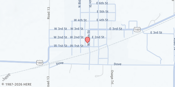 Map showing Moline Community Center/Library at 109 N Main, Moline, KS