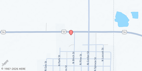 Map showing Midpoint Baptist Church at 3965 US-54, Moran, KS